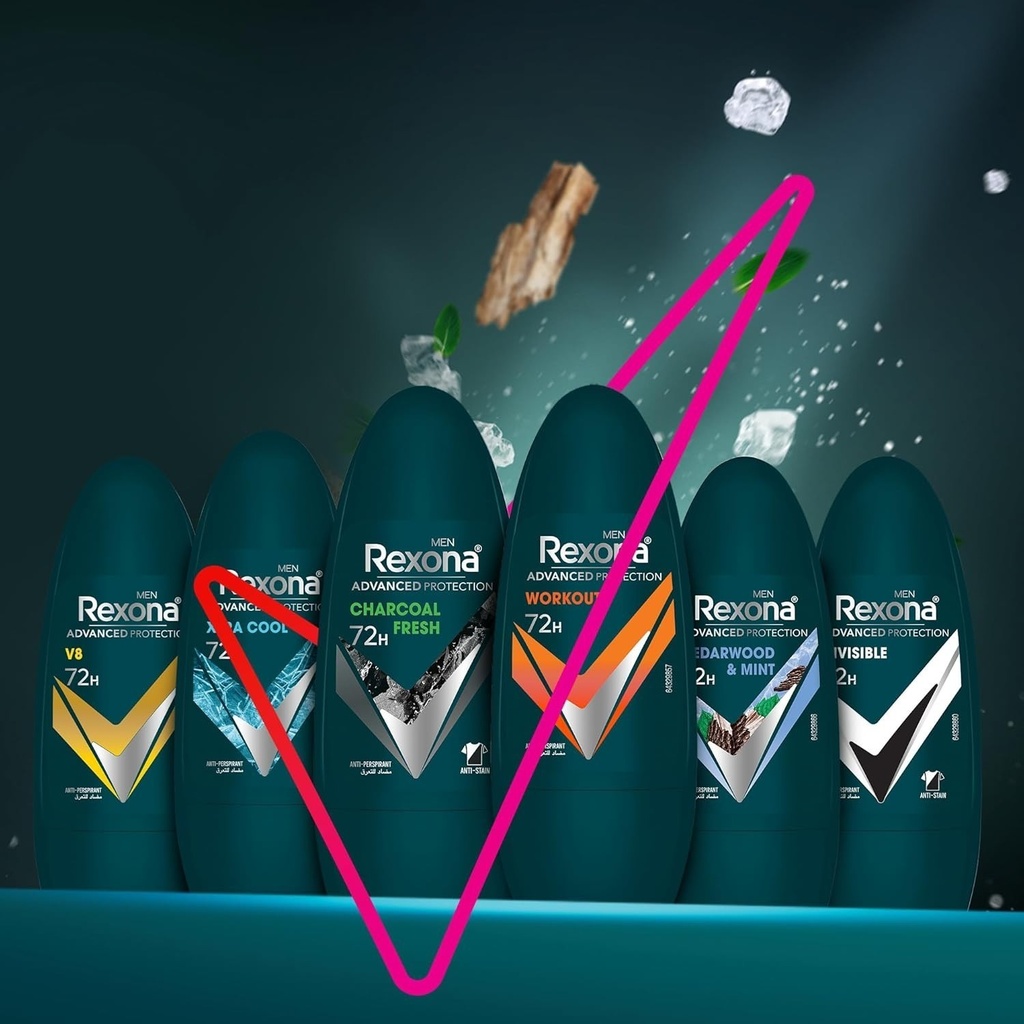 Rexona Men Advanced Protection 72H+ Clear Antiperspirant Roll On Charcoal 150 ML