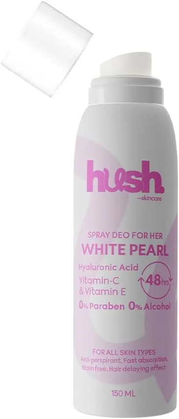 [hush-spray-pearl150] هش وايت بيرل للنساء بخاخ مزيل لرائحة العرق 50 مل