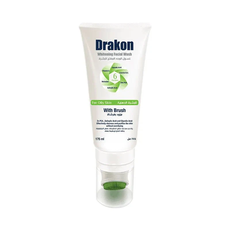 Drakon Whitening Facial Wash For Oily Skin With Silicone Brush (175 ML)