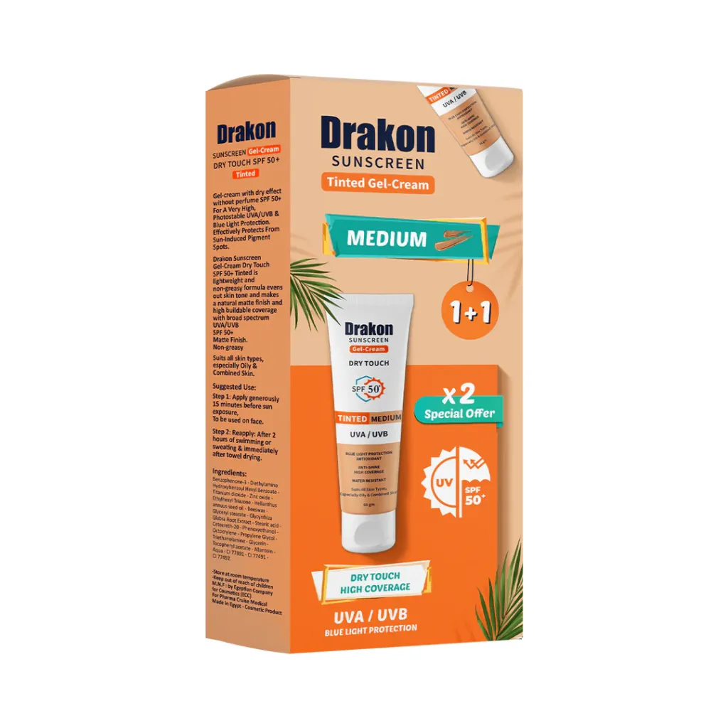 [drakon-sunscreen-medium1+1] Drakon Tinted sunscreen Foundation (Medium shade) promo