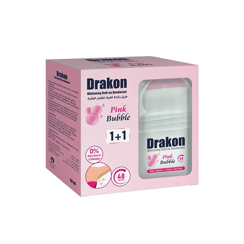 [drakon-roll-bubble1+1] Drakon Whitening Roll-on Deodorant Pink Bubble (1+1 Free)