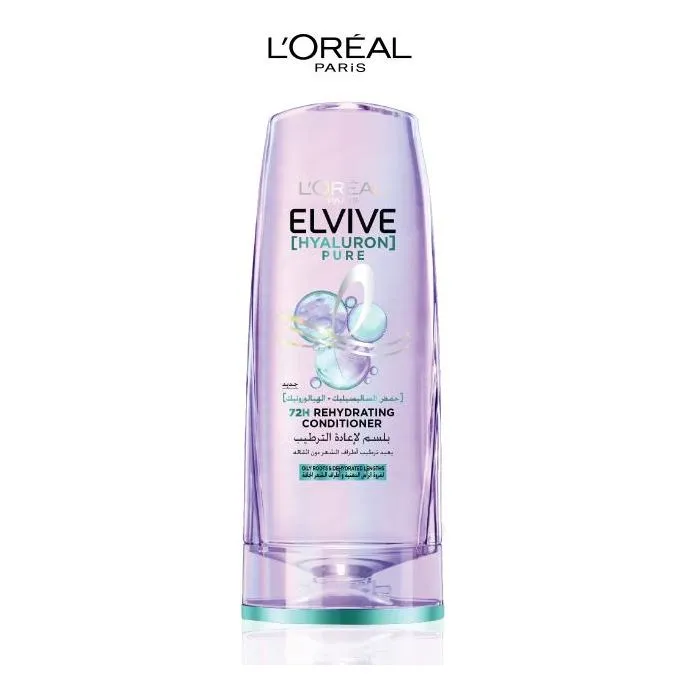 [loreal-cond-rehdrating360] لوريال باريس إلفيف هيالورون بيور بلسم مرطب للشعر الدهني 360 مل