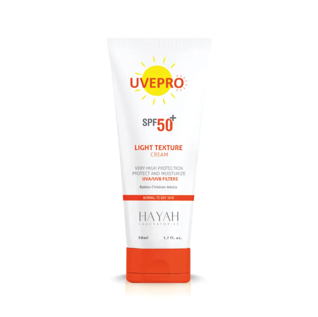 [hayah-sunscreen-texure50] حياة يوفيبرو كريم خفيف القوام بعامل حماية من الشمس 50+( 50 مل)