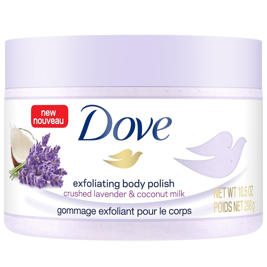 [dove-scrub-lavender298] دوف مقشر الجسم برائحة اللافندر المطحون وحليب جوز الهند 298 جم