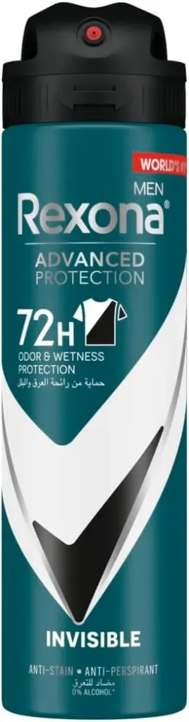 [rexona-spray-invisible150] ريكسونا للرجال حماية متطورة +72 ساعة بخاخ مضاد للتعرق شفاف غير مرئي 150 مل