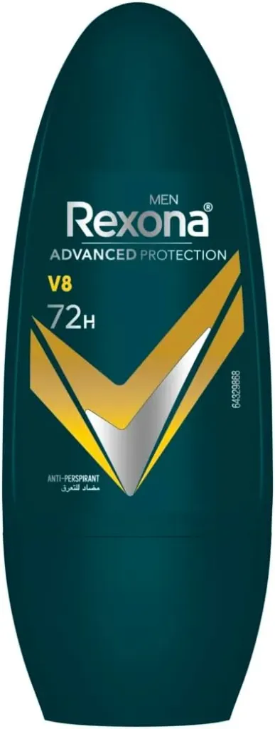 [rexona-roll-v850] ريكسونا للرجال حماية متطورة +72 ساعة رول أون مضاد للتعرق شفاف بتركيبة V8 150 مل