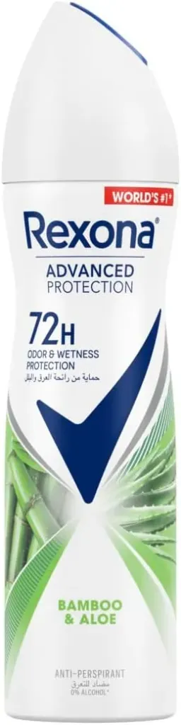[rexona-spray-bamboo150] ريكسونا للنساء حماية متطورة +72 ساعة بخاخ مضاد للتعرق شفاف برائحة الخيزران والصبار 150 مل