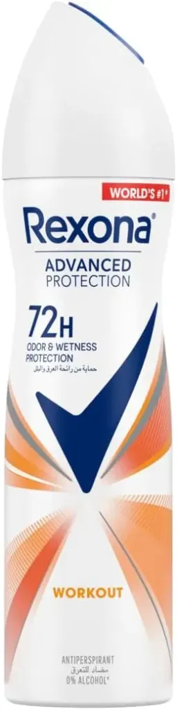[rexona-spray-workout150] ريكسونا للنساء حماية متطورة +72 ساعة بخاخ مضاد للتعرق شفاف مناسب للتمارين الرياضية 150 مل
