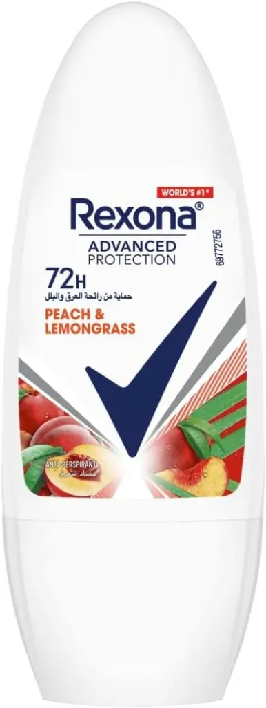 [rexona-roll-peach50] Rexona Women Advanced Protection 72H+ Clear Antiperspirant Roll On Peach & Lemongrass 50 ML