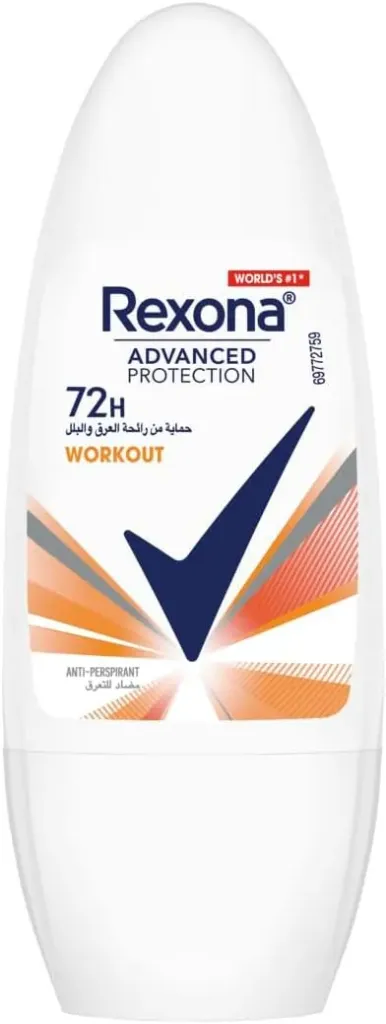 [rexona-roll-workout50] ريكسونا للنساء حماية متطورة +72 ساعة رول أون مضاد للتعرق شفاف مناسب للتمارين الرياضية 50 مل