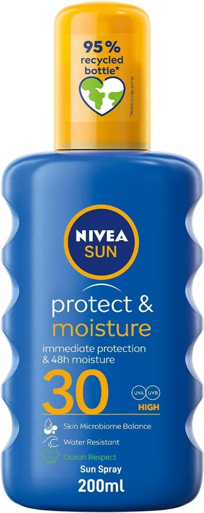 [nivea-sunscreen-spray200] Nivea Sun Spray uva & uvb Protection Protect & Moisture SPF +30 (200 ML)