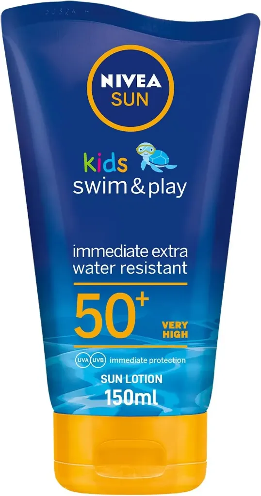 [nivea-sunscreen-kids150] نيڤيا لوشن واقي من الشمس للسباحة و اللعب للاطفال بعامل حماية+50 ملون 200 مل