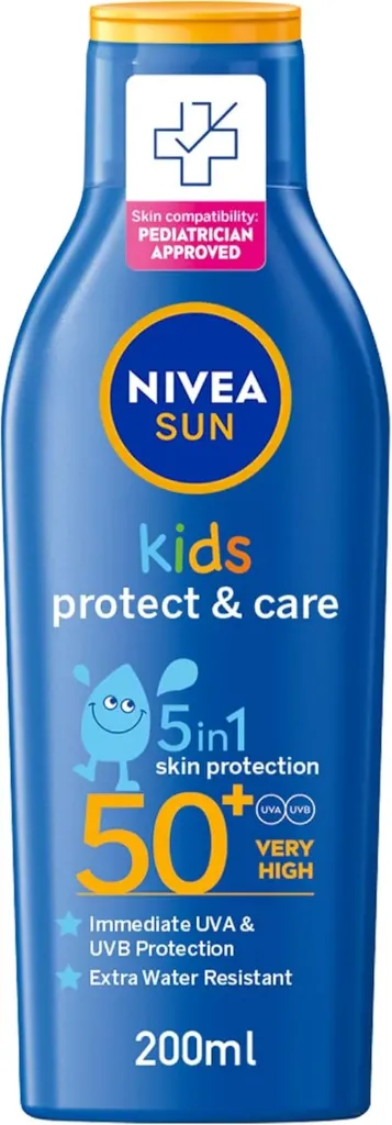 [nivea-sunscreen-kids200] نيڤيا لوشن واقي من الشمس للاطفال يحمي و يرطب البشرة بعامل حماية +50 (200 مل)