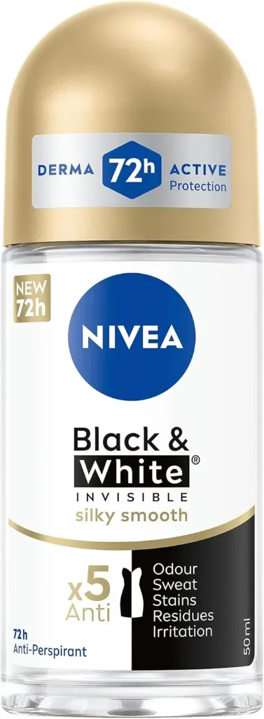 [nivea-roll-silky50] Nivea Women Black & White Invisible Antiperspirant Roll-on Silky Smooth Shaving 50 ML