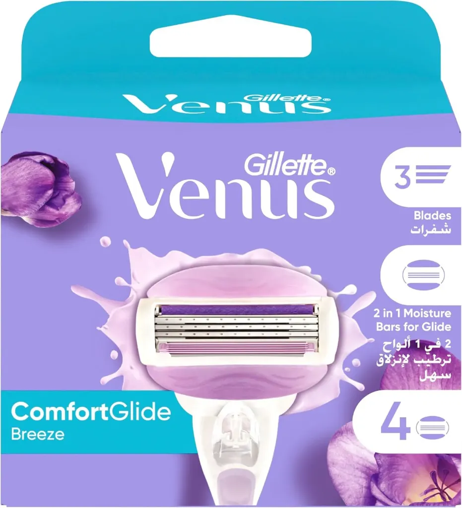 [gillette-razor-breez4] Gillette Venus Comfort Glide Breeze Blades Refills 3 Bladed 4 Count