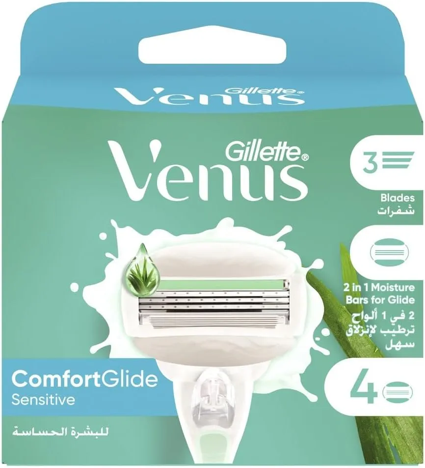 [gillette-razor-sensitive4] Gillette Venus Comfort Glide Sensitive Women's Razor 3 Bladed 4 Count