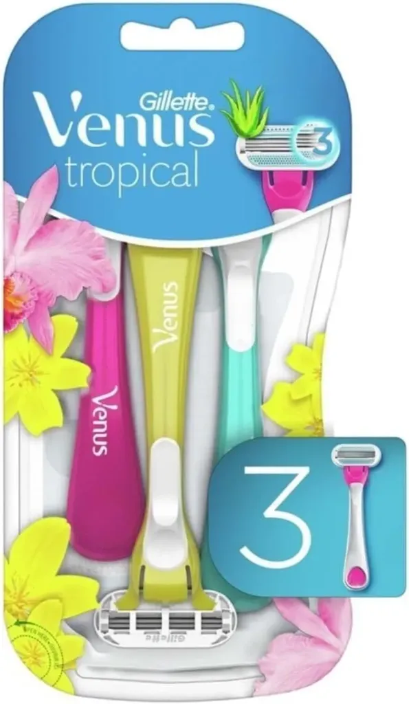[gillette-razor-tropical3] جيليت فينوس تروبيكال شفرات حلاقة للاستخدام مرة واحدة 3 قطع