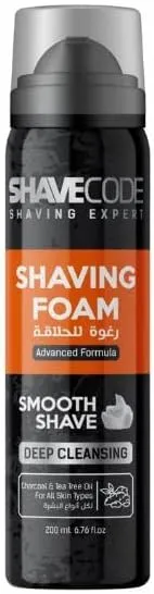 [shavecode-shave-orange200] شيف كود رغوة الحلاقة الناعمة لجميع انواع البشرة 200 مل
