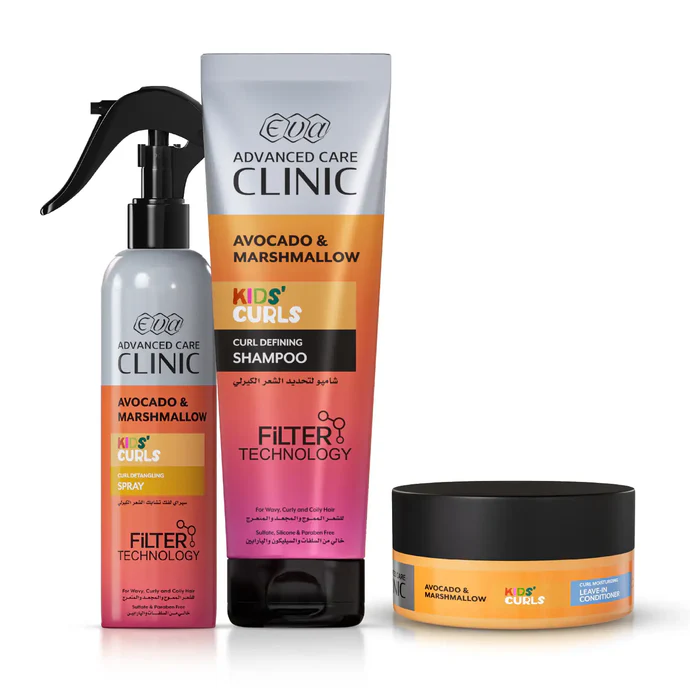 [eva-routine-detangling] إيڤا أدڤانسد كير كلينيك مجموعة كيدز كيرلز لفك تشابك وترطيب الشعر الكيرلي
