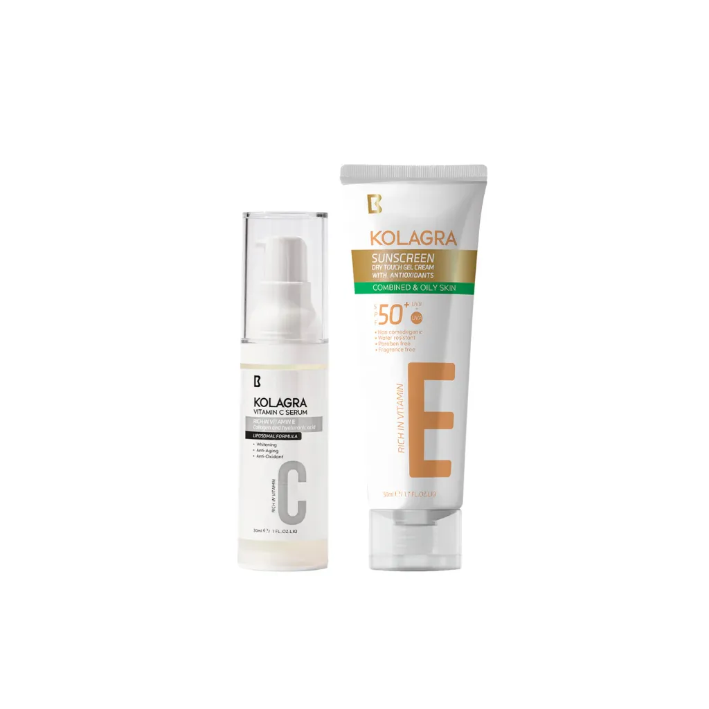 [kolagra-routine-vitaminc] Kolagra Bundle Vitamin C Serum & Sunscreen Gel cream