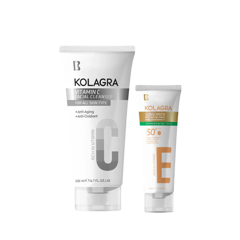 [kolagra-routine-sunscreen] Kolagra Bundle sun screen gel cream & Facial Wash vitamin c