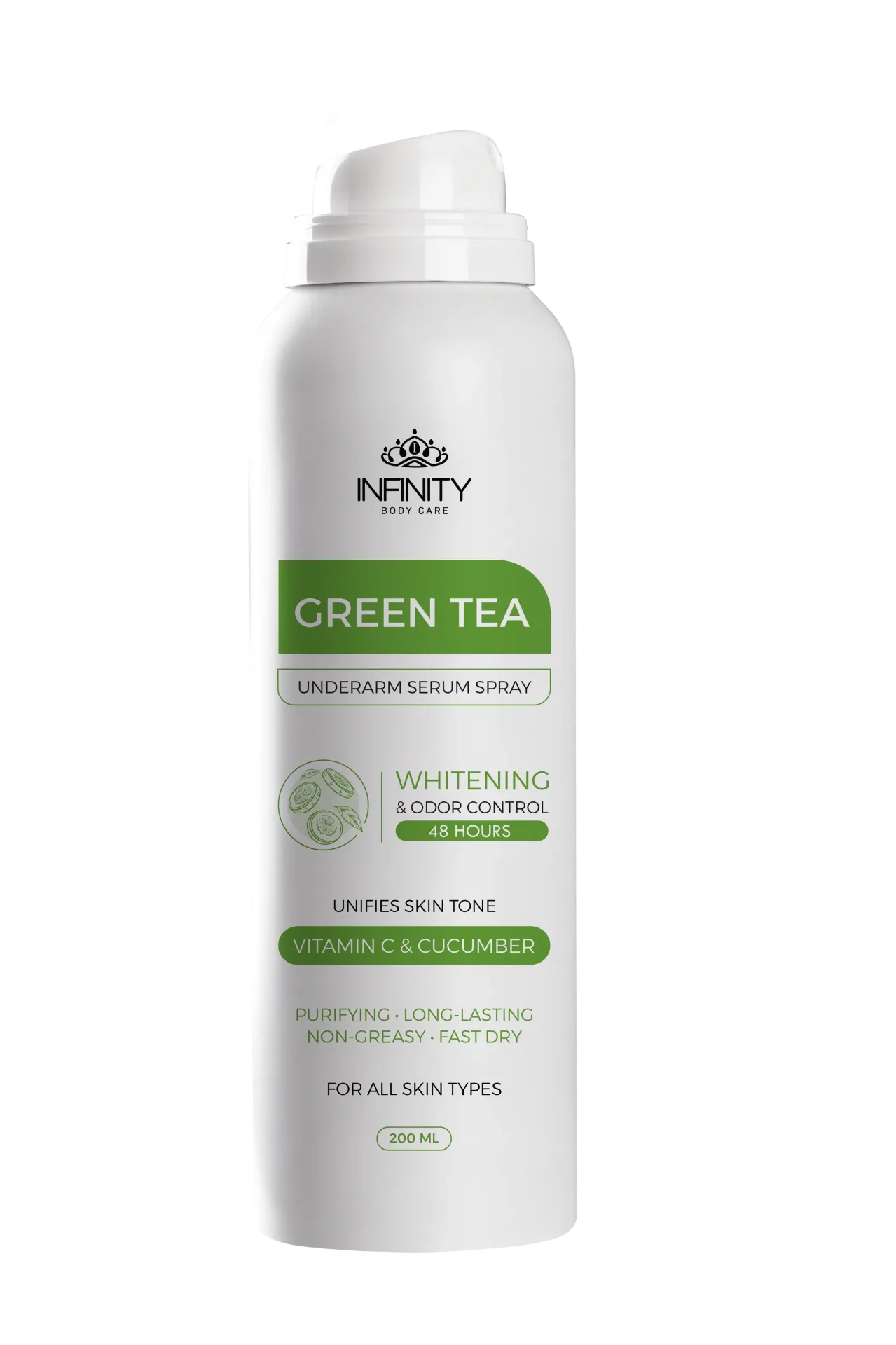 [Infinity-deodrant-cucumber200] Infinity Underarm Serum Spray Cucumber - Green Tea 200 ML