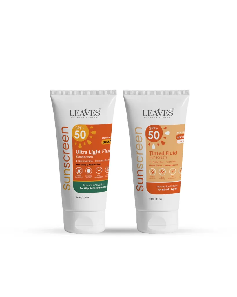 Leaves Sunscreen | Ultra Light Fluid + Sunscreen Tinted Fluid