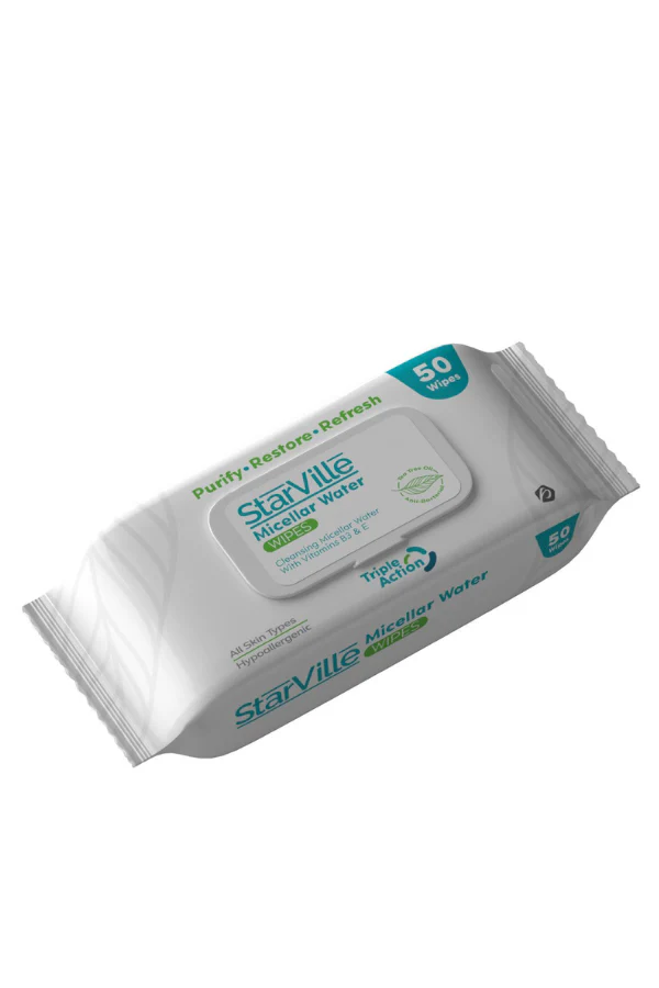 [starville-cleans-wipes50] ستارفيل مناديل مبللة ميسيلار 50 قطعة