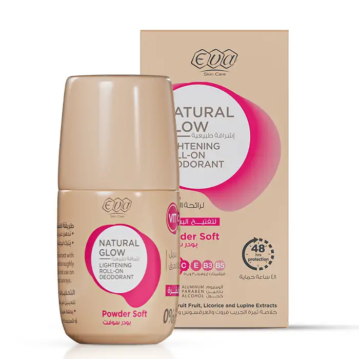 [eva-deodorant-powder60] إيڤا رول اون مزيل لرائحه العرق لتفتيح البشرة باودر سوفت لإشراقة طبيعية 60 جرام