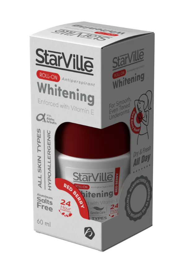 [starville-roll-redberry60] ستارفيل رول اون للتفتيح و القضاء للعرق برائحة التوت الاحمر 60 مل
