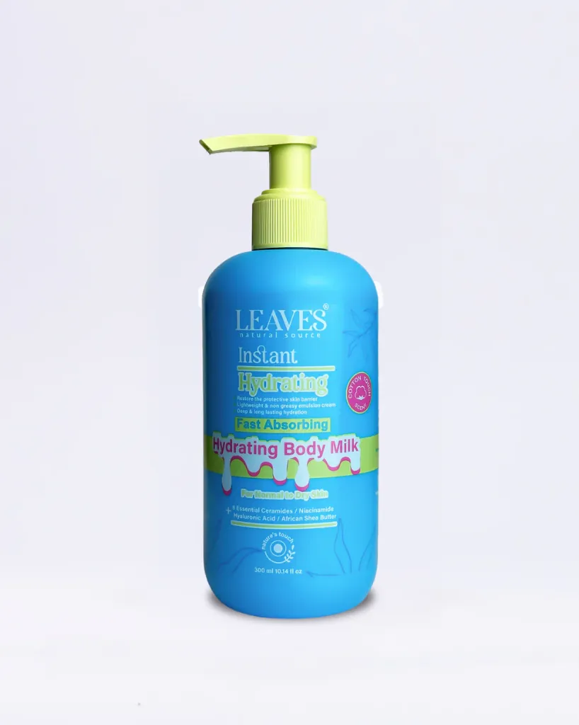 [leaves-cleans-milkcotton300] Leaves Hydrating Body Milk Fast Absorbing Hydration Up to 72 Hours cotton scent 300 ML