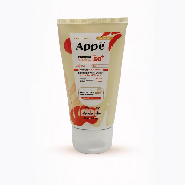 [appe-sunscreen-tinted60] كوزمو آبي واقي من الشمس ملون فاتح بعامل حماية 50+ (60 مل)