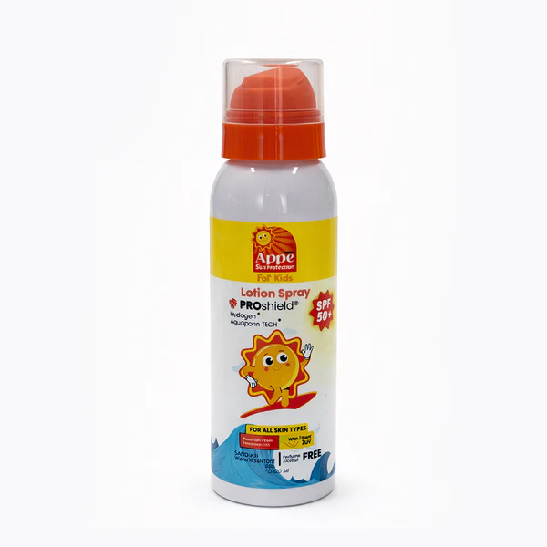 [appe-sunscreen-kids120] كوزمو ابي صن سكرين سبراي شفاف للأطفال +50 (120 مل)
