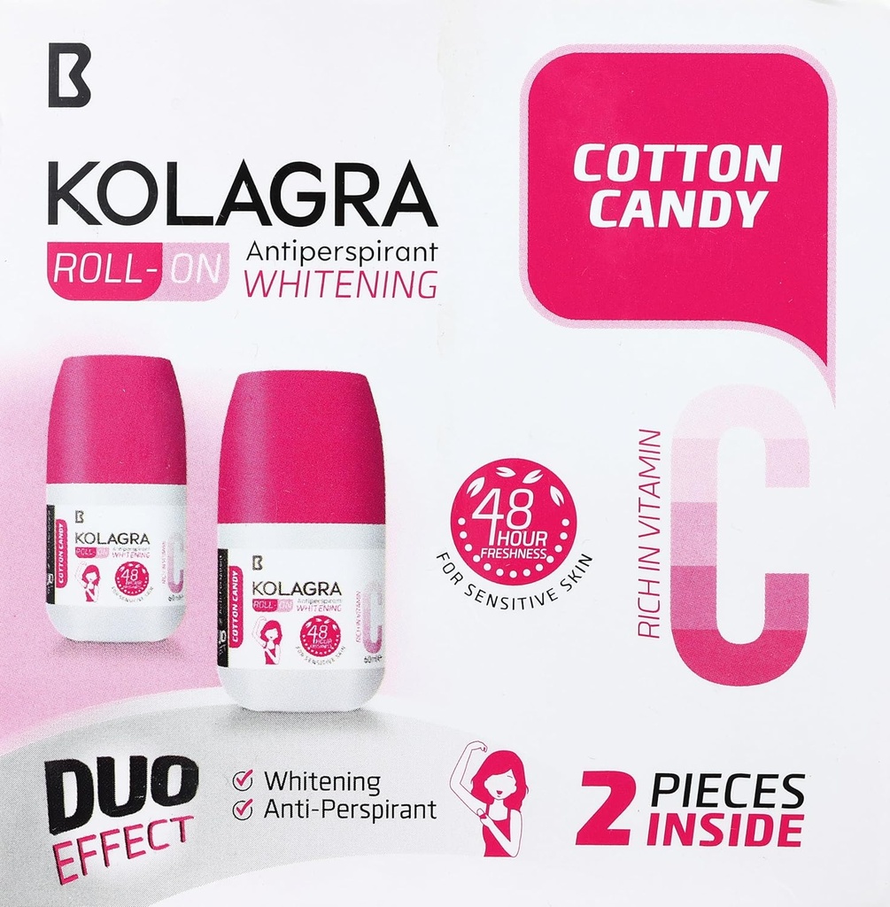 Kolagra Whitening Roll On Cotton Candy 60 ML promo pack 1+1
