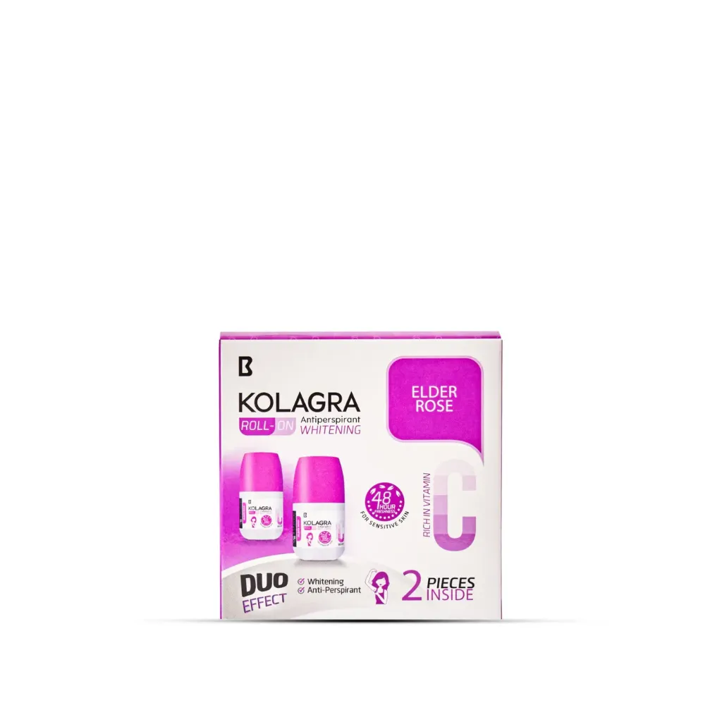 [kolagra-roll-1+1rose60] كولاجرا رول أون لتبييض البشرة برائحة الورد 60 مل 1+1
